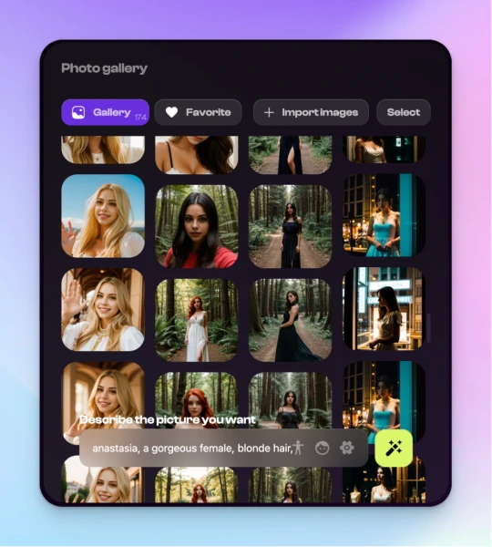 Nastia workspace containing generated images and videos