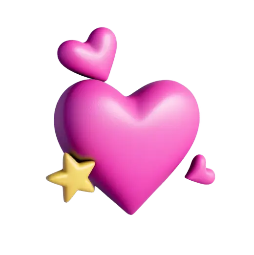 Two pink hearts accompanied by a yellow star