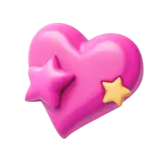 Pink heart decorated with two colorful stars
